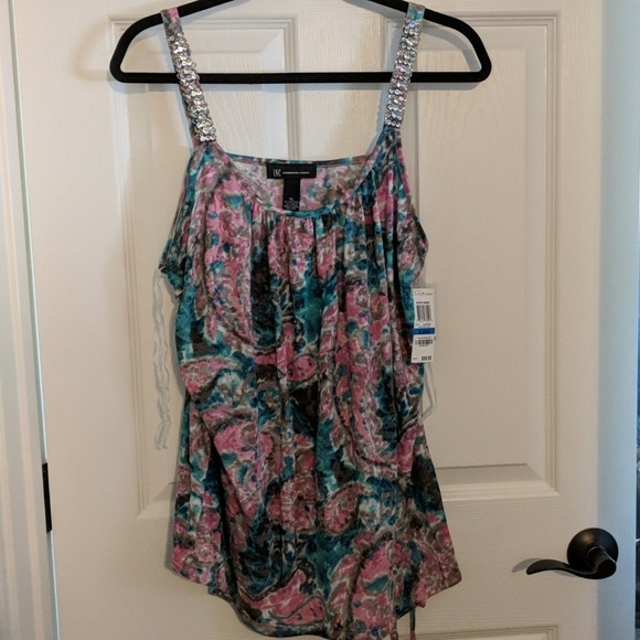 INC International Concepts Tops - INC Embellished Straps Tank Top NWT
